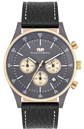 Rhodenwald & Söhne Herren Uhr analog Japan Quarzwerk mit Echtleder schwarz Armband 10010376