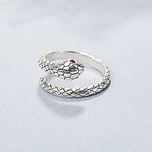 XJruixi 925 Stamp Red Eyes Snake Rings for Women Fashion Simple Vintage Punk Thai Silver Birthday Party Jewelry Gifts