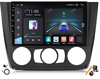 YCJB Android 12.0 Coche Radio 2 DIN Estéreo para B-MW 1 Serie E81 E82 E87 E88 2008-2012 GPS Sat Navi 9'' Pantalla Táctil Vídeo Reproductor BT FM Receptor con 4G 5G WiFi SWC DSP Carplay,M100s