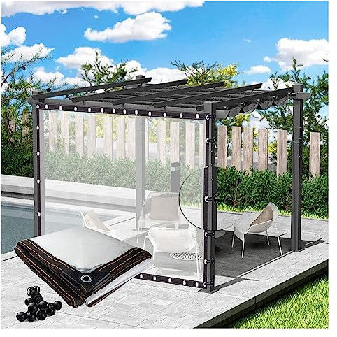 QSTGX Outdoor Waterproof Tarpaulin Side Panels, Balcony Roof Pergola Partition Curtains,with Eyelets (Color : Transparent, Size : 2.5x3.5m)
