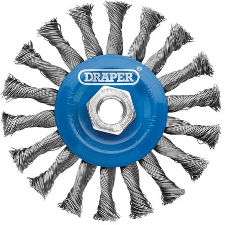 Draper 08058 Steel Twist-Knot Flat Wire Wheel Brush, 115mm, M14