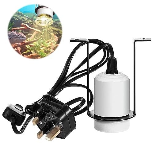 Lotvic Reptile Heat Lamp Holder, E27 300W Ceramic Bulb Holder, Ceramic Pet Heater Bracket, Heat Lamp Socket with On/Off Switch, Heat Lamp Holder for Lizard Turtle Snake Reptile (No Bulbs)