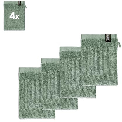 SCHÖNER WOHNEN Waschlappen Baby Frottee Baumwolle Öko-Tex - grün - Waschlappen-Set im 4er Pack für Gesicht - Waschhandschuh Körper - 16x21cm - klein - Waschlappen für Kinder & Neugeborene