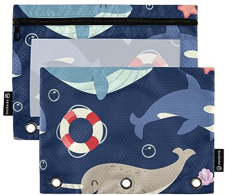 Mnsruu 2 Pack Binder Pouches,Wales Ring Binders File Folder Pen Bag for Office School