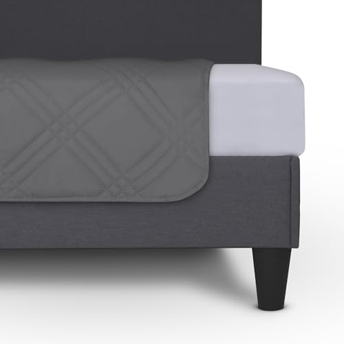 Tagesdecke GRAU 220x240 cm mit wattierter Zwischenlage, Bettüberwurf - leichte Überwurfdecke, Sommerdecke gesteppt - Steppdecke, Wendedecke