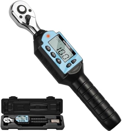 GOYOJO Llave de Torsión Digital, Zumbador y LED - Precisión en Sentido Horario ±2% / en Sentido Antihorario ±2.5% - Ideal para Automóviles, Motocicletas y Electrodomésticos (1/2-100N.m)