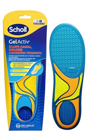 Scholl Solette GelActiv Scarpe Casual e Sneakers, Solette in Memory Foam con Tecnologia GelWave Ammortizzante, Comfort per Piedi Comodi Tutto il Giorno, Taglia 40-46.5, Ritagliabili