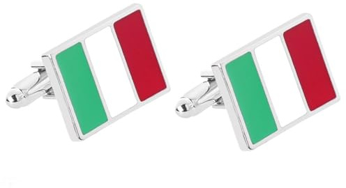 Skcess Manschettenknöpfe Hochzeit Kupfer, Cufflinks for Men Italien-Flagge Krawattenklammer