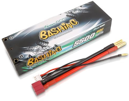 Gens ace Batterie Lipo 2S 5500 mAh 7,4 V 2S1P 60C Bashing Series LiPo avec connexion 4,0 mm vers Deans, pour la plupart des voitures RC Scale 1/8,1/10