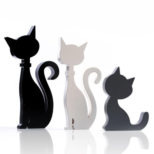 GISELA D Halloween Stehende Katze Figuren 3 Stück Schwarze Katze Halloween Dekor