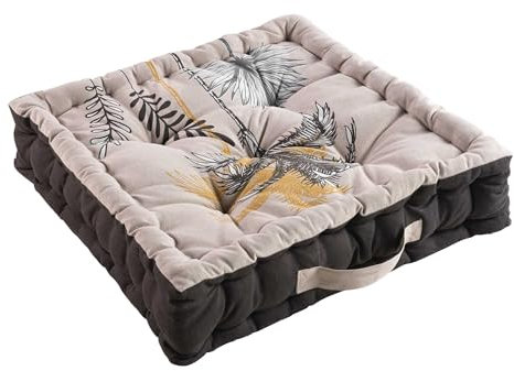 Premium Sitzkissen Muster Stuhlkissen Auflagen Bankauflage für Indoor Outdoor 10cm dick aus 100% Baumwolle 45x45cm Bodenkissen Palettenkissen Polsterung Steppkissen mit Tragegriff (Palmerys)