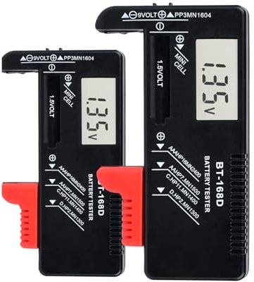 DEWIN 2 Stück Batterietester, BT-168D Digitaler Batterie Tester Batteriekapazitätstester Batterie Messgerät Haushaltsbatterietester für AAA, AA, C, D, 9V, 1.5V Batterien und Knopfbatterien