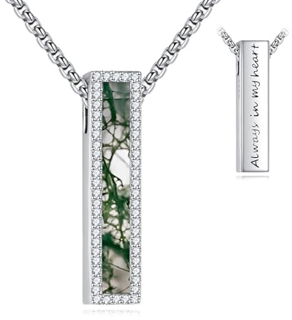 CUPENDA Urne Halsketten für Asche Sterling Silber 3D Bar Kremation Schmuck für Asche Erinnerung Schmuck für Damen Herren