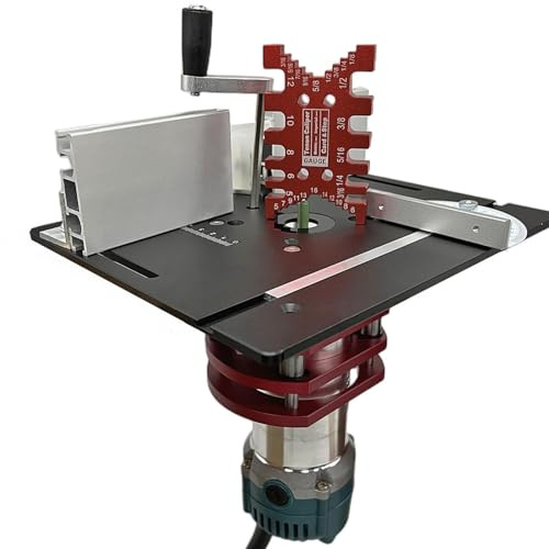 Präzisions-Oberfräsenlift, Oberfräsen-Lift-Kit, Manuelles Hebe-Router-Hebesystem-Kit, Manuelles Hebesystem, Holzbearbeitungstisch-Einlegeplatte, Aluminium-Oberplatte zum Schlitzen und Trimmen