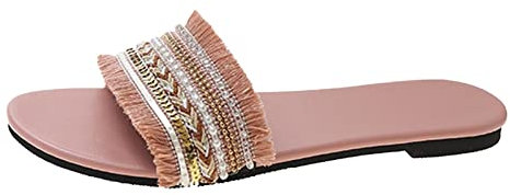Generico Donna Platform con Zeppa Pantofole Bambina Estate Donne Slippers Tessuto Stile Etnico Colore Corrispondente Luce Piatta Casuale Donna Platform Flip Flop Donna Rosa Pantofole (Pink, 37)