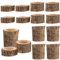 FUNSUEI 18 Stück Teelichthalter Holz, 3 Größen Kerzenhalter aus Holz, Kerzenleuchter Kerzenständer für Hochzeit, Party, Geburtstag, 5,5 x 2,5cm, 5,5 x 6cm, 6 x 7cm