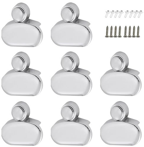 Lot de 8 supports d'angle pour miroir, compatibles avec clips en verre de 3 à 5 mm, kit de fixation murale ovale en métal pour miroir de chambre à coucher, salle de bain, placard (41 mm x 37 mm)