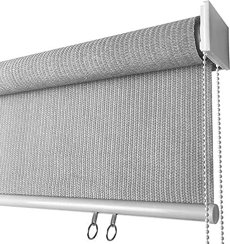 Stores à rouleau d'extérieur pour porche, terrasse, pergola – Brise-vue imperméable avec tissu filtrant la lumière (122 x 200 cm)