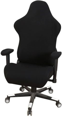 Set di 2 fodere elasticizzate per sedia da gaming, morbide e lavabili, colore nero, design professionale