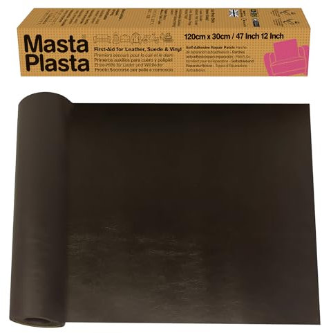MastaPlasta Original Self-Adhesive Leather Repair Patches - Dark Brown 120 x 30cm (47 x 12in). Your Quick and Easy All-in-One Upholstery-Quality Leather Repair Kit for Sofas, Car Seats, Bags & DIY
