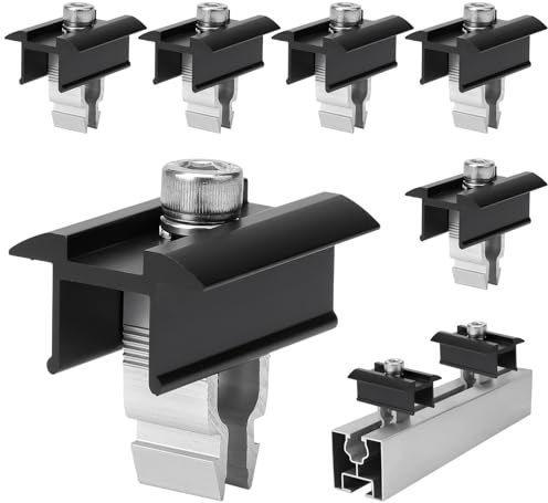 Teokantz 6 Stück Mittelklemme Schwarz, Verstellbare Solarpanel Verbinder Modulklemmen, Solar Photovoltaik Klemmen Solarmodul Halterung Mittelklemme Montage PV Modul für gerahmte Modulhöhe 30mm-45mm