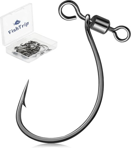 FishTrip Drop Shot Hooks Fishing Rig, 25pcs Drop Shot Rig with Swivel Saltwater Freshwater Sizes 1/0