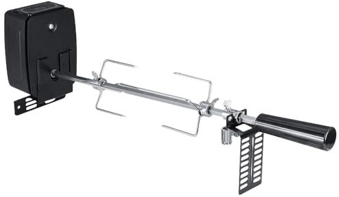 Edelstahl Grillspieß Set, 106cm Rotisserie Drehspieß mit Motor und 2 Fleischnadeln, Elektrischer Drehspieß Betrieb durch Batterien, Drehspiess