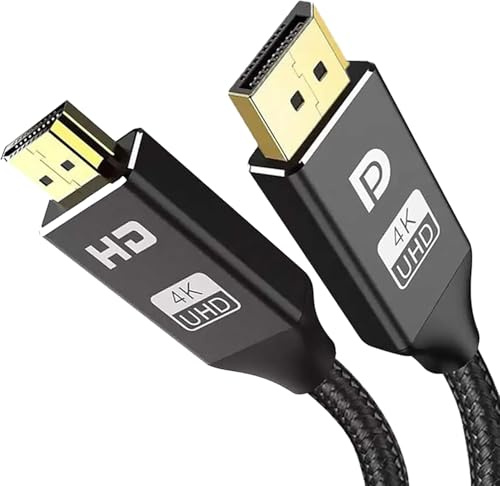 KabelDirekt – 4K DisplayPort 1.4 su HDMI 2.1 Cavo Adattatore – 5x2m | Trasmette 4K/60Hz dal PC/Laptop DP al monitor/TV – DP a HDMI, unidirezionale – Nero
