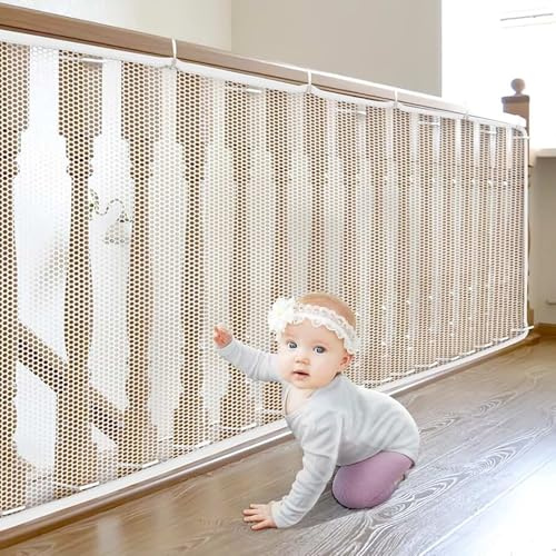 Treppen Schutznetz, Kinder Sicherheitsnetz,Treppengeländer Sicherheitsnetz,Baby Balkonnetz,Sicherheitsnetz,Safety Net,Treppe Geländer Zaun Mesh,Sicherheitsnetz für Kinder,für Babys Haustiere (3*0.9m)