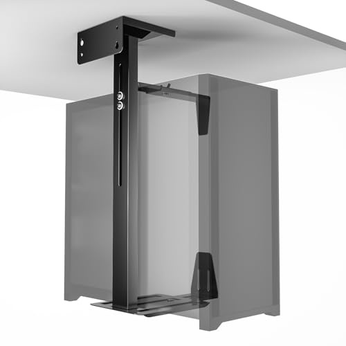 GJCrafts Supporto per case per PC sotto la scrivania, supporto regolabile per CPU con rotazione a 360°, portata 15 kg / 33 lbs, 2 opzioni di montaggio (nero)