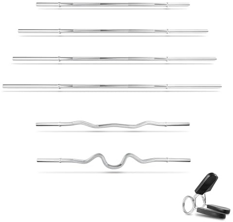 Langhantelstange Curved Ø30mm 120 150 160 180 cm Hantelstange lang verchromt mit Federverschluss belastbar für Krafttraining Home Gym Fitness Studio kompatibel mit 30mm Hantelscheiben