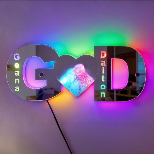 VEELU Personalisierte Neonschild Spiegel mit Namen - Individuelles Led Leuchttafel mit Buchstaben - Nachtlicht für Wanddekoration Schlafzimmer, Licht für Mutter, Frau, Freundin