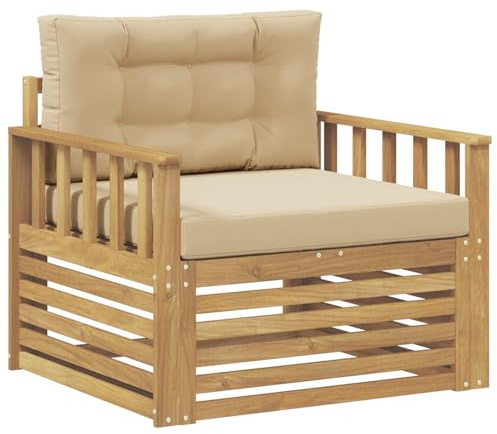 vidaXL Outdoor-Sofa Polyester Weiß und Beige, Gartenmöbel, modernes Outdoor-Sofa, modulare Lounge, Elegante Terrassen-Sitze