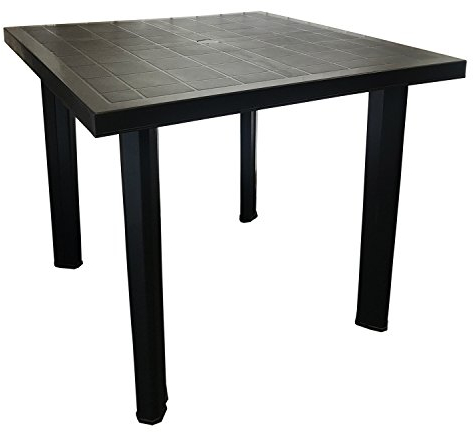 Mojawo Bistrotisch - Kunststoff - 80x75cm Campingtisch - Anthrazit - eckig - Balkontisch - Gartentisch - Terrassentisch