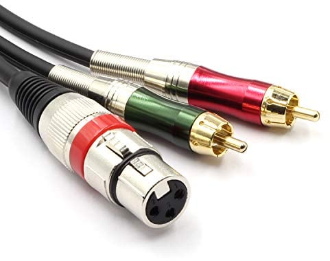 SiYear XLR Female to 2 x Phono RCA Plug Adapter Y Splitter Patch Cable, XLR Female 3 Pin to Dual RCA Male Plug Stereo Audio Cable Connector(1.5 M/5FT)