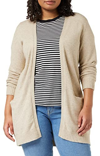 Vila Clothes Viril L/s Open Knit Cardigan-Noos, Cardigan Donna, Beige (Natural Melange Natural Melange), 42 (Taglia Produttore: Small)