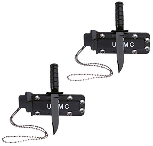 Phayee Mini Kettenmesser 2 Stücke Edelstahl Halskette Messer Tasche , Tragbare Camping Outdoor Survival Tool