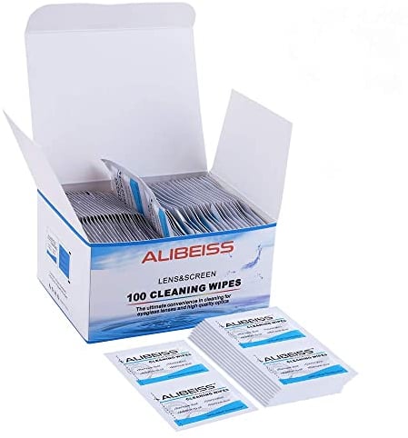 ALIBEISS Pre-Moistened Screen Wipes Computer Screen Cleaner for Eyeglasses, Tablets, Camera Lenses, Keyboards,Phone and Other Delicate Surfaces-Pack of 100
