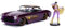 Jada Toys DC Comics Bombshells Batgirl, 1957 Chevy Corvette, Auto, Spielzeugauto aus Die-cast, Türen, Kofferraum & Motorhaube zum Öffnen, inkl. Bat Girl Figur, Maßstab 1:24, lila/Gold