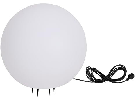 Trango 500WB LED Gartenkugel IP44 Kugelleuchte 50cm Durchmesser *Snow* in Weiß incl. je 1x E27 LED Leuchtmittel 3000K warmweiß & je mit 5m Zuleitungskabel Gartenleuchte Außenleuchte Wegbeleuchtung