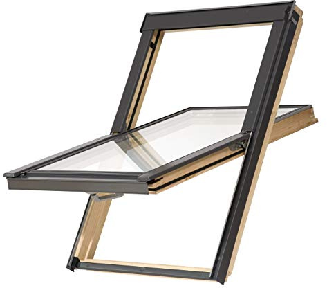 YARDLITE DPX Pine Wood Frame Roof Window, FSC Certified, Centre-Pivot Loft Attic Skylight. Bundle with Plain, Slate, Tile or Universal Flashing - M4A (78 x 98cm) + Tile Flashing