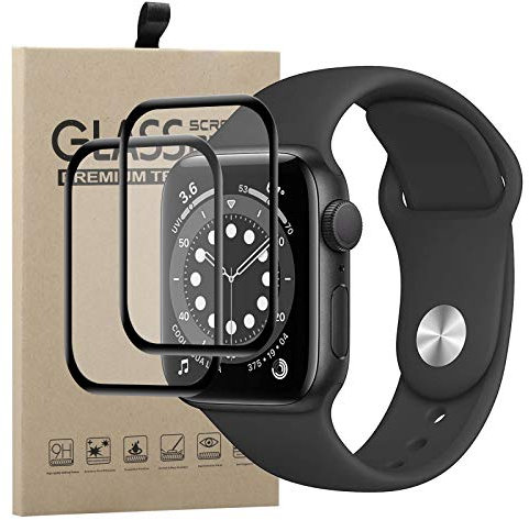 Young & Min Vetro Temperato per Apple Watch Series 6/5/SE 2/SE 44mm,[2 Pezzi] 3D Curved Edge to Edge,Anti-Graffio, Pellicola Protettiva