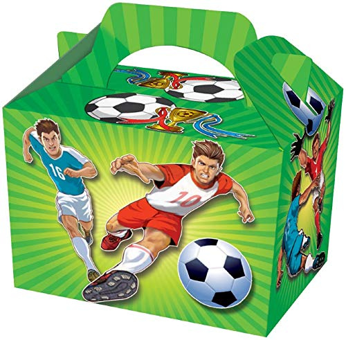 THEMED PARTY BOXES - PACK OF 10 - Children/Kids Party Boxes Carry Food Meal Fun Picnic Birthday Wedding Favour / Baby Shower Party Box Loot Bag (Football)