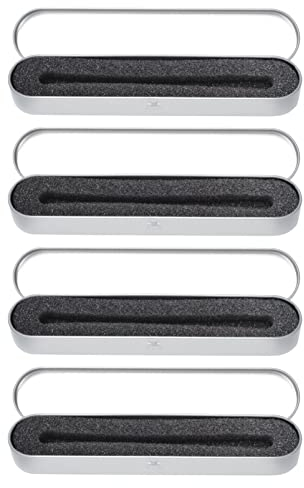 4 Pcs Metal Pen Storage Boxes with Sponge Lining, Portable Tin Pencil Cases, Square Gift Boxes for Dust and Water Protection (Silver)