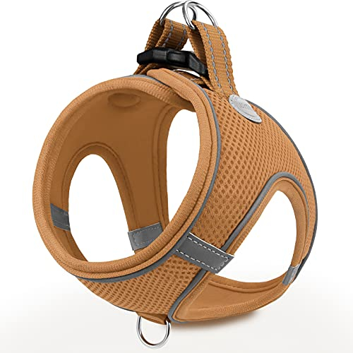 Joytale Step in Dog Harness,Soft Mesh Reflective Breathable Vest Harnesses,Easy Walk Harness with Safety Buckle for Small and Medium Dogs,M,Brown