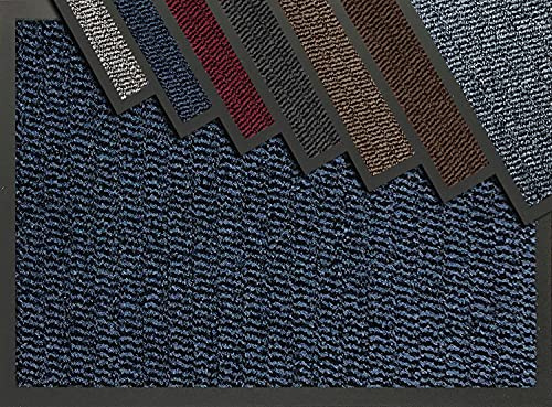 Entrance Door Mat Welcome Barrier Mats Machine Washable Doormats Indoor Outdoor Rug Hallway Runner Non Slip Rubber Floor Mats Shoe Scraper Kitchen Home Bathroom Office- 120x180cm - Midnight Blue/Black