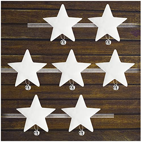 com-four® Sternen-Dekogirlande mit Glöckchen - winterlicher Wandbehang - Deko-Band mit Sternchen - Christbaumschmuck - Hängedeko für Weihnachten