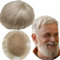 Echthaar Toupet für Männer,Yanahair Glattes Haar dünne französische Spitze Gebleicht Knoten natürlichen Haaransatz Perücken Haarsystem Europäische Echthaar Perücke Mann(10x8,grau/blonde)