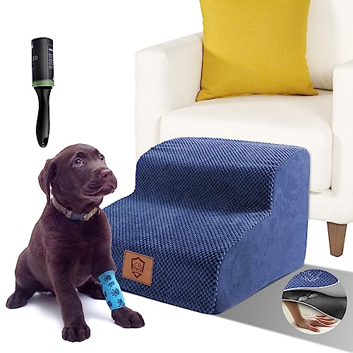Zvonema Hundetreppe für Kleine Hunde, Hundetreppe, Wasserdicht, Abnehmbar Haustiertreppe, Tragbar Katzentreppe mit Waschbar Bezug, Hunderampe, hundetreppe 30 cm hoch mit 1 Fusselrolle (2 Stufige)
