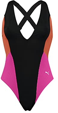 PUMA Damen Swimsuit, Noir Combo, M